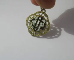 Pendentif monogramme ajouré émail or