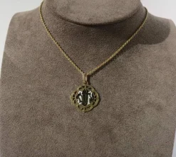 Pendentif monogramme ajouré émail or