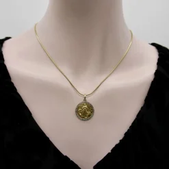 Pendentif Mère de Dieu en or jaune 18 carats et platine de style édouardien