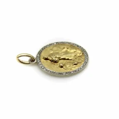 Pendentif Mère de Dieu en or jaune 18 carats et platine de style édouardien