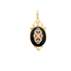 Pendentif Napoleon III en or 18K onyx et perles
