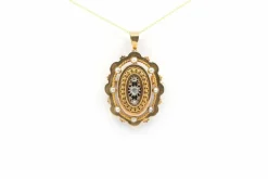 Pendentif Napoléon III en or jaune serti de perles et de diamants