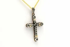 Pendentif Napoléon III or jaune et argent, saphir et diamants