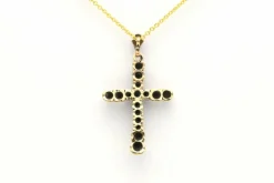 Pendentif Napoléon III or jaune et argent, saphir et diamants