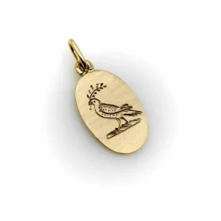 Pendentif Oiseau de la Paix gravé à la main en or 14 carats
