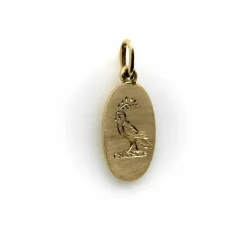 Pendentif Oiseau de la Paix gravé à la main en or 14 carats