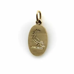 Pendentif Oiseau de la Paix gravé à la main en or 14 carats