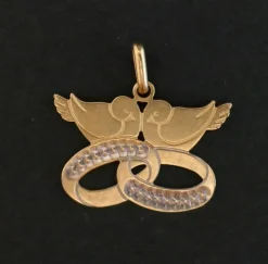 Pendentif oiseaux en Or jaune & blanc