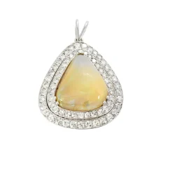 Pendentif opale arlequin et diamants