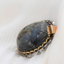 Pendentif or argent scarabée labradorite