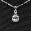 Pendentif or blanc aigue marine diamant