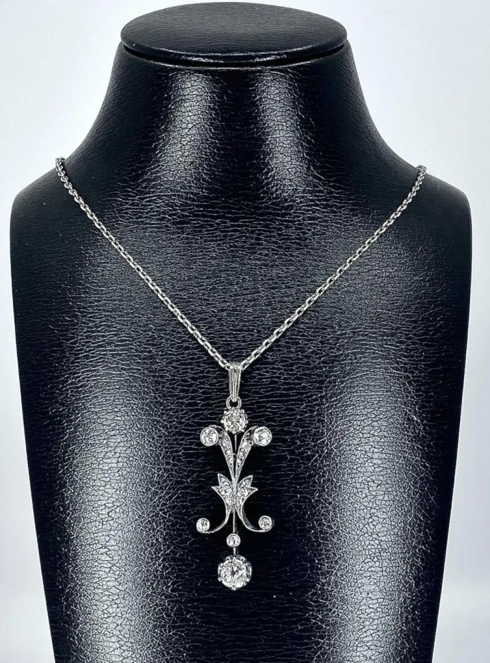 Pendentif Or blanc Argent Diamants Epoque Napoléon III.