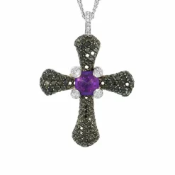 Pendentif Or blanc Diamants Blanc et Noir
