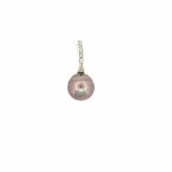 Pendentif or blanc diamants et perle de Tahiti
