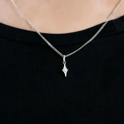 Pendentif or blanc diamant
