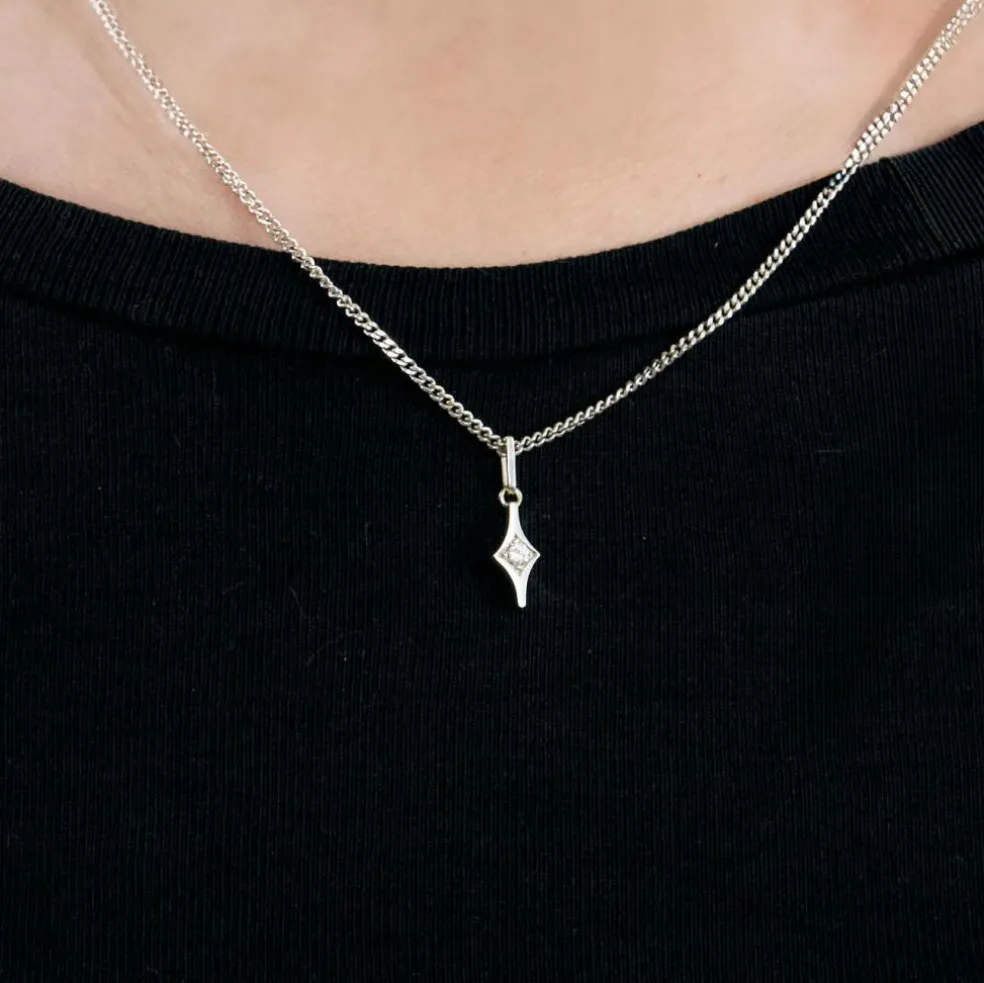 Pendentif or blanc diamant