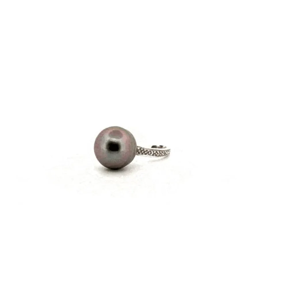 Pendentif or blanc diamants et perle de Tahiti