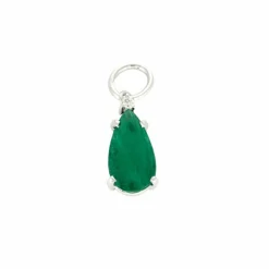 Pendentif or blanc et émeraude taille poire