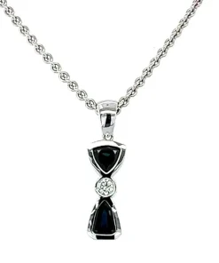 Pendentif Or Blanc 18kt. avec Saphirs et Diamant