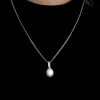 Pendentif or blanc Perle et diamants