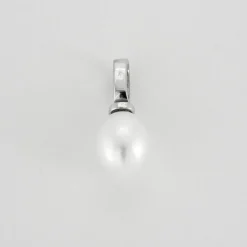 Pendentif or blanc Perle et diamants