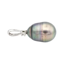 Pendentif Or blanc Perle de tahiti, Diamant