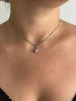 Pendentif or blanc platine et diamant