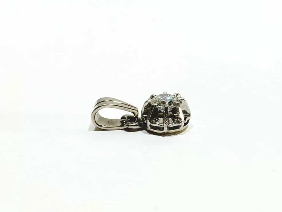 Pendentif or blanc platine et diamant