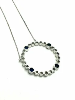 Pendentif Or blanc Saphirs Diamants