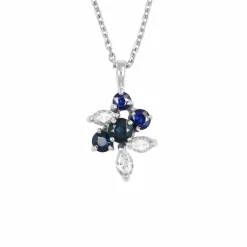Pendentif Or blanc Saphirs et Diamants