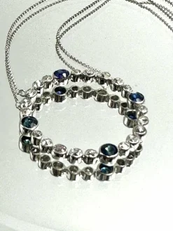 Pendentif Or blanc Saphirs Diamants