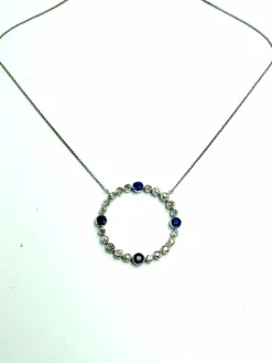 Pendentif Or blanc Saphirs Diamants