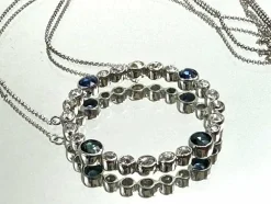 Pendentif Or blanc Saphirs Diamants
