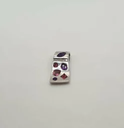 Pendentif or blanc serti de saphir rose et améthyste