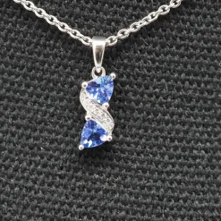 Pendentif or blanc tanzanite diamants
