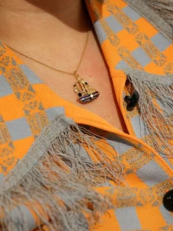 Pendentif Or et Email Bleu et Blanc