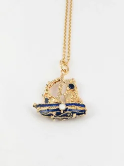 Pendentif Or et Email Bleu et Blanc