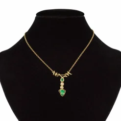 Pendentif or et émeraudes et diamants feuilles de vignes