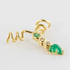 Pendentif or et émeraudes et diamants feuilles de vignes