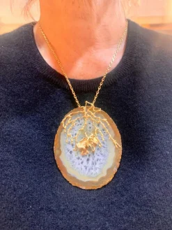 Pendentif or jaune agate