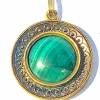 Pendentif Or jaune cabochon de Malachite