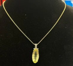 Pendentif or jaune citrine diamants