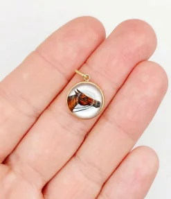 Pendentif or jaune, cristal d'Essex tête de cheval (circa 1900)