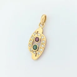 Pendentif or jaune, diamants, rubis et émeraude