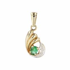 Pendentif or jaune d'occasion émeraude