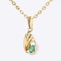 Pendentif or jaune d'occasion émeraude