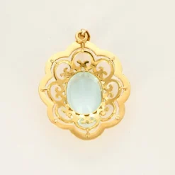 Pendentif or jaune et aigue-marine