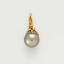 Pendentif or jaune et perle baroque grise