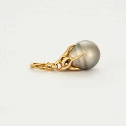 Pendentif or jaune et perle baroque grise