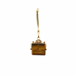 Pendentif or jaune et quartz oeil-de-tigre